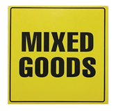 MIXED GOODS Printed Label Black on Orange 99mm x 99mm  500 Labels Roll